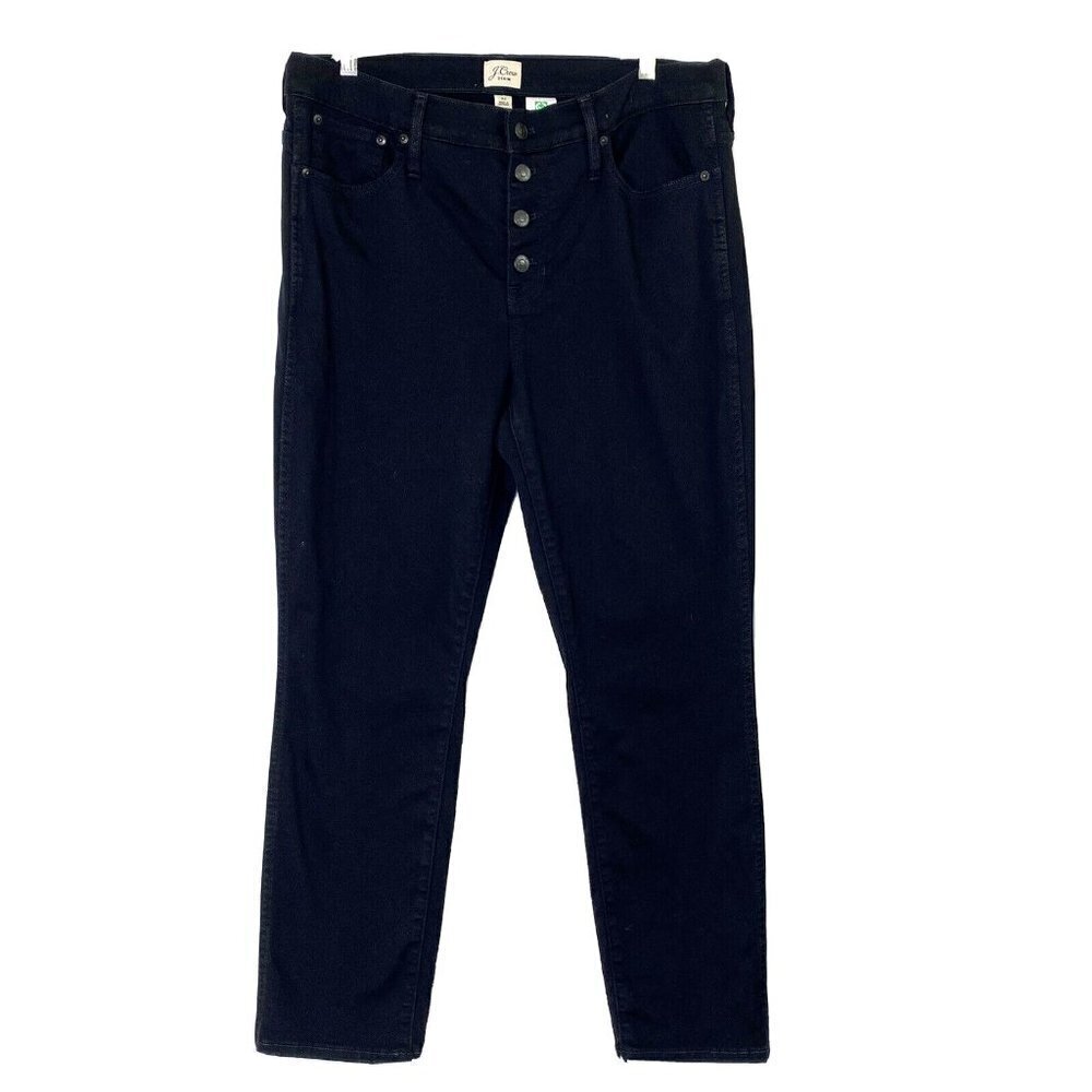 J Crew Womens size 32  Vintage Straight Button Fly Stretch Denim Jeans Black